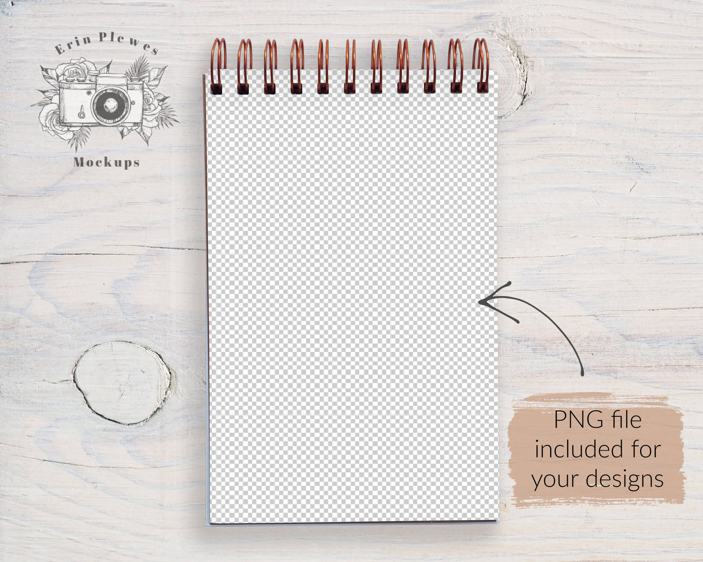 Spiral Top Journal Mockup, Notebook Mock-Up PSD Smart Object, Notepad Flat Lay, Instant Digital Download Jpeg PNG Template