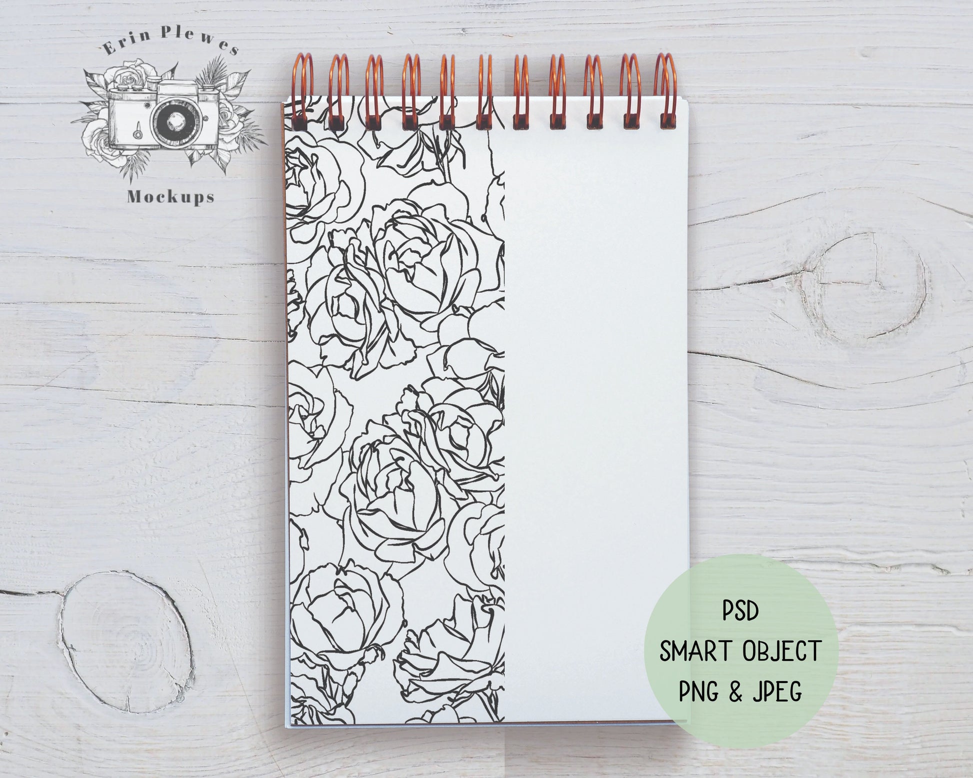 Spiral Top Diary Mockup, Notebook Mockup PSD Smart Object, Journal Flat Lay, Instant Digital Download Jpeg PNG Template
