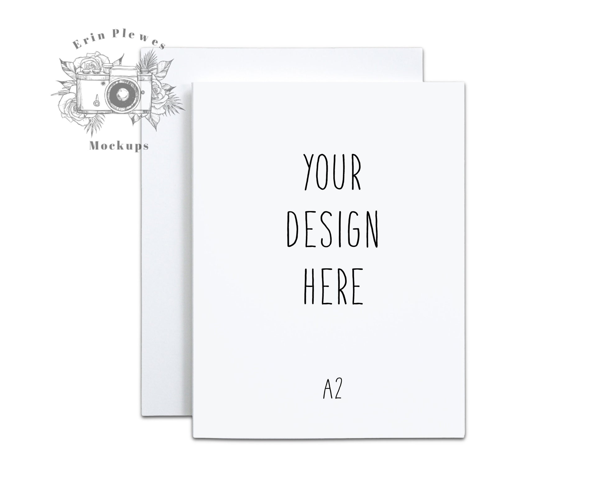 A2 vertical card mockup on white background, Thank you card mock up with envelope,  Jpeg Instant Digital Download Template