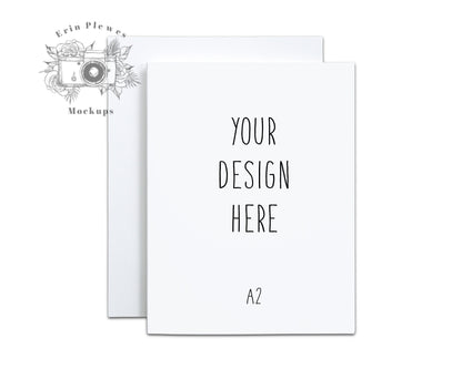 A2 vertical card mockup on white background, Thank you card mock up with envelope,  Jpeg Instant Digital Download Template