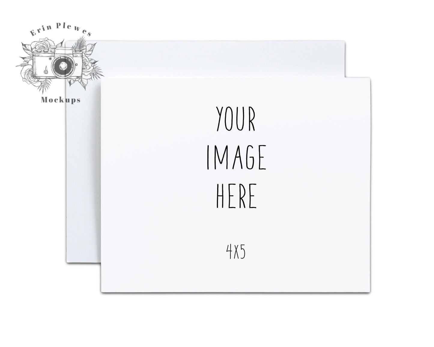 4x5 Card mockup on white background, Invitation mock-up with envelope, 5x4 Stationery Flat Lay, Jpeg Instant Digital Download Template