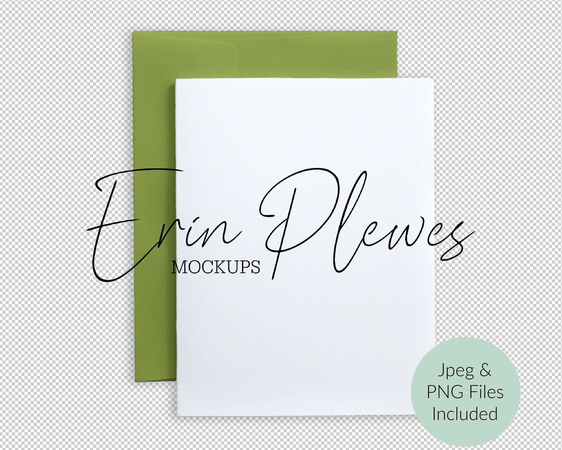 A2 card mockup with green envelope PNG, Invite mock up with white background,  Jpeg PNG Instant Digital Download Template