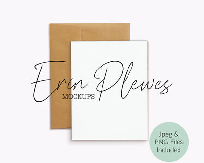 A2 card kraft envelope mockup PNG, Thank you card mock up with white background,  Jpeg PNG Instant Digital Download Template