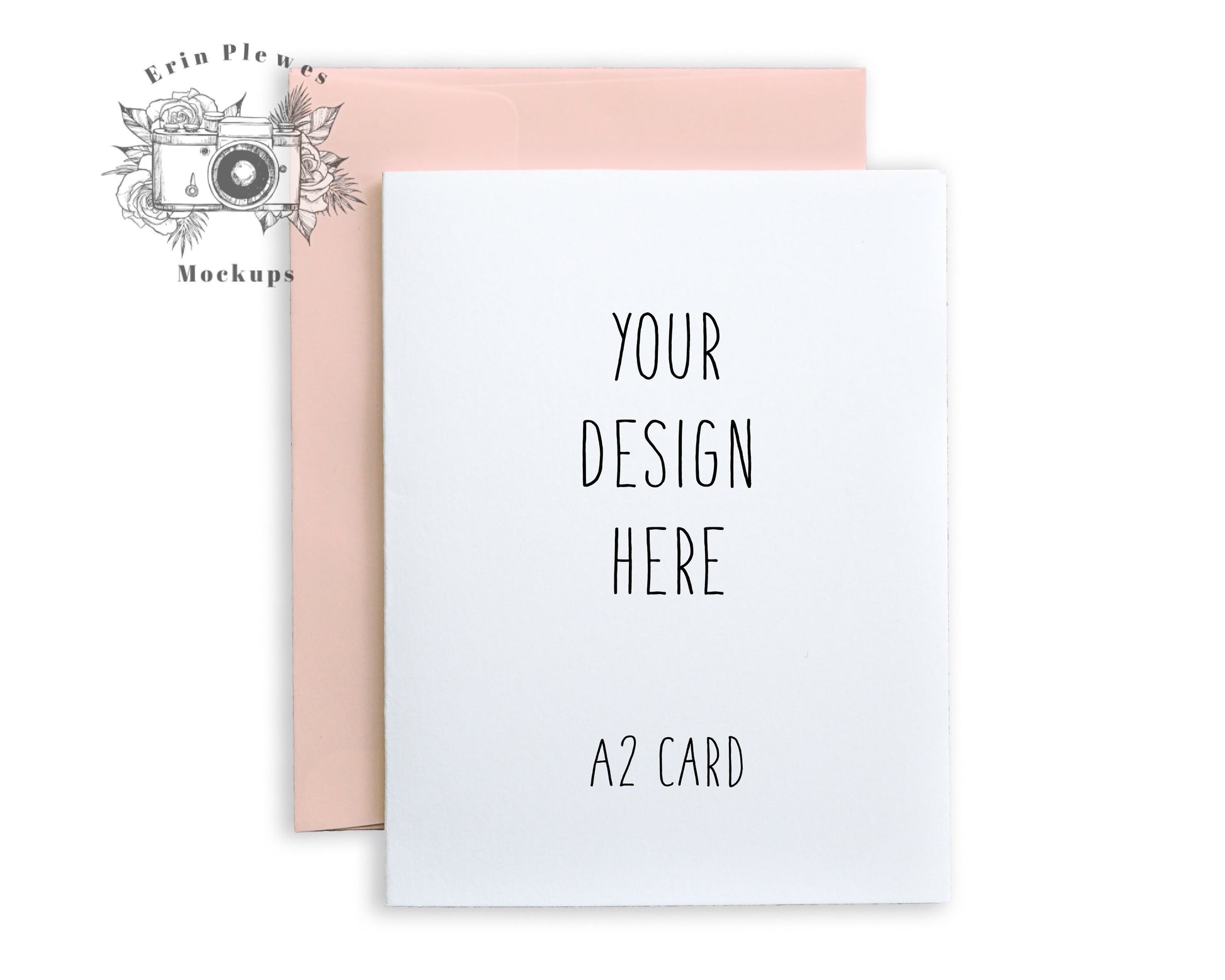 A2 card mockup with pink envelope PNG, Invitation mock up with white background,  Jpeg PNG Instant Digital Download Template