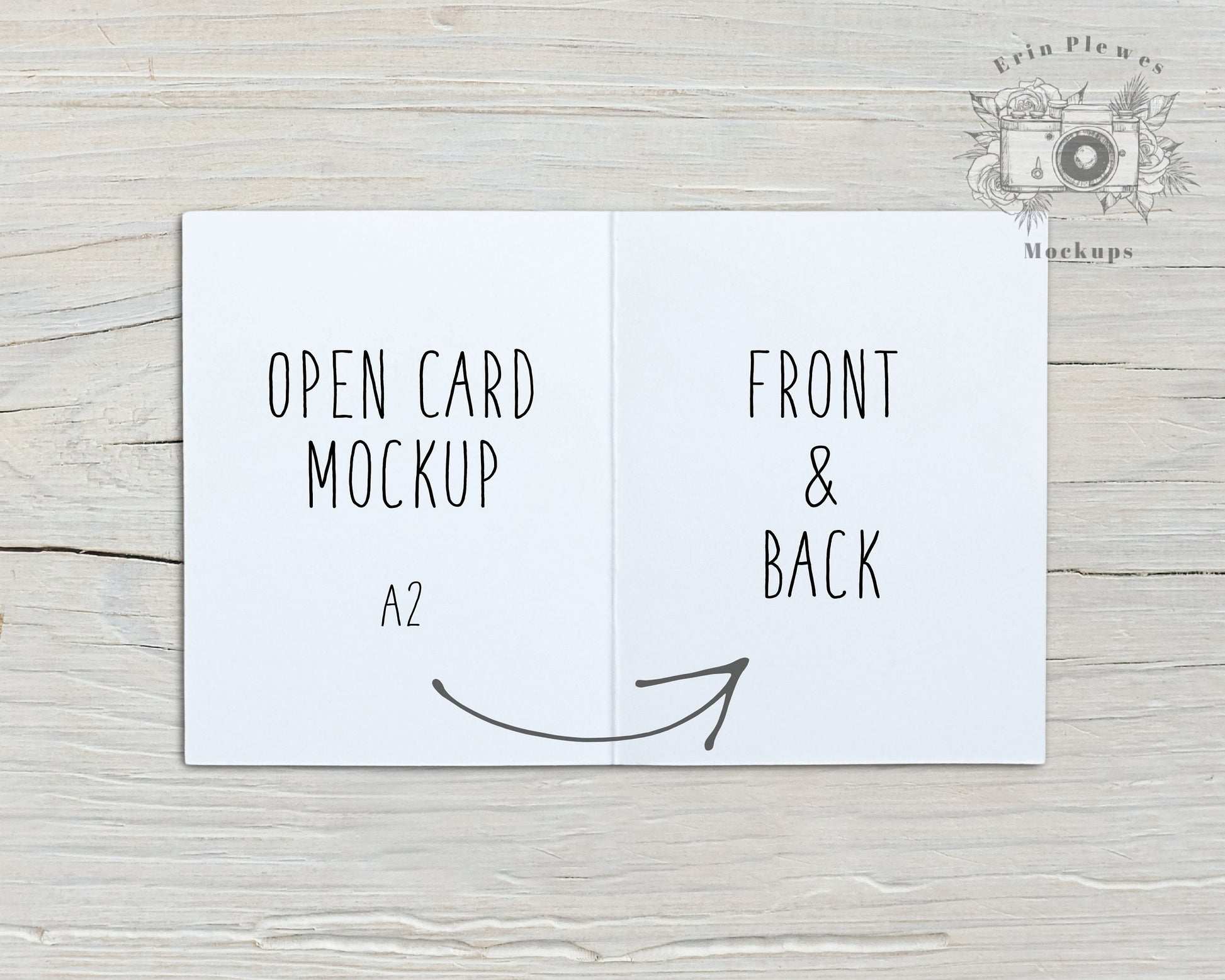 Open Card Mockup A2, Front and Back Greeting Card Mock-up for Rustic Wedding, Interior Card Stock Photo, Jpeg Instant Digital Download