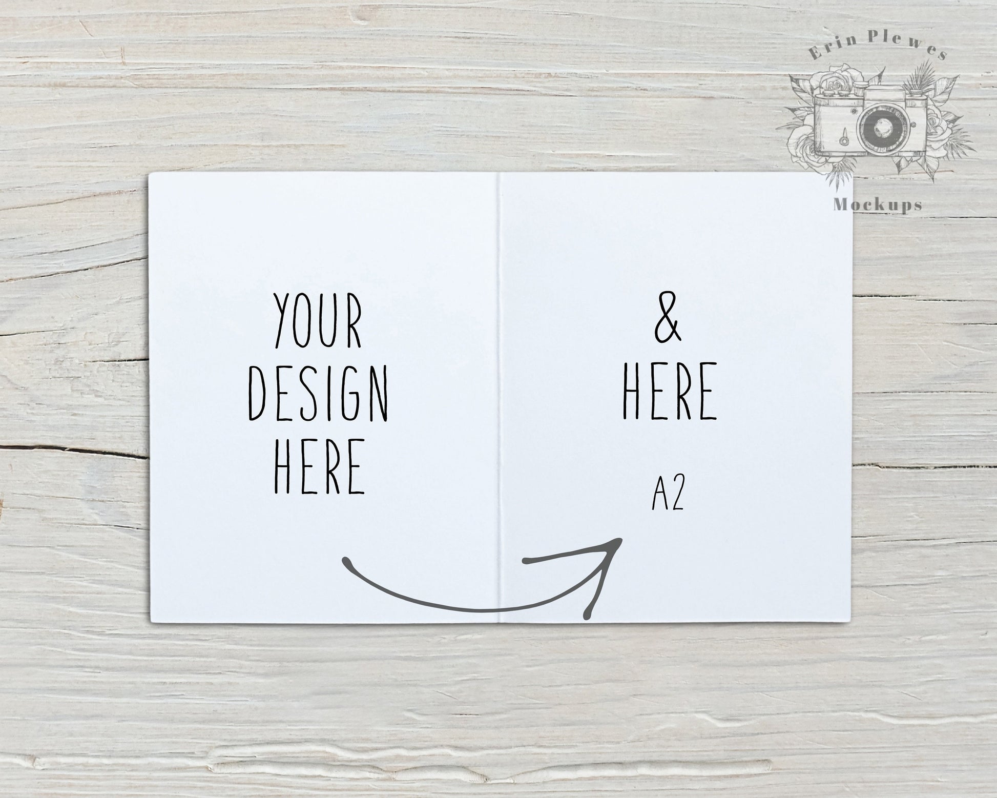 Open Card Mockup A2, Front and Back Greeting Card Mock-up for Rustic Wedding, Interior Card Stock Photo, Jpeg Instant Digital Download