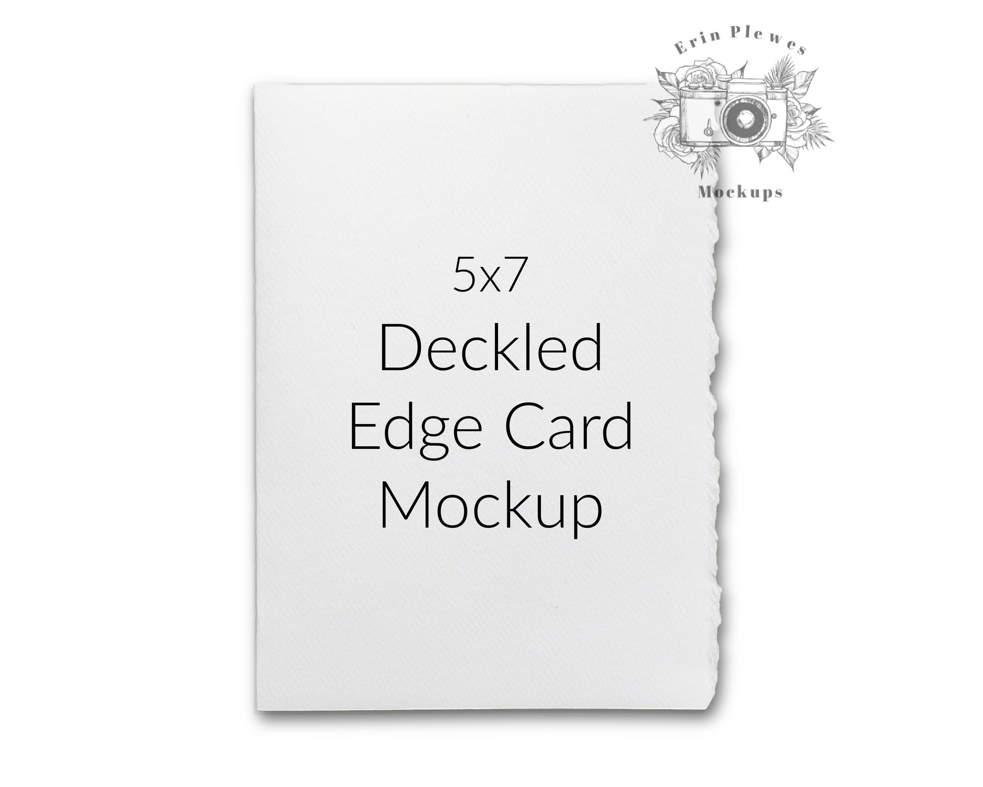 5x7 Card Mockup with Deckle Edge, Strathmore Greeting Card Mock Up, Vertical Deckled Edge Card Mockup, Jpeg PNG Instant Digital Download