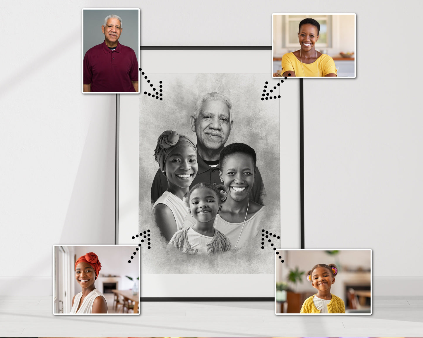 Add Loved One to Photo, Family Portrait From Photos, Combine Photos, Custom Christmas Gift Printable, Memorial Gift for Dad Mom