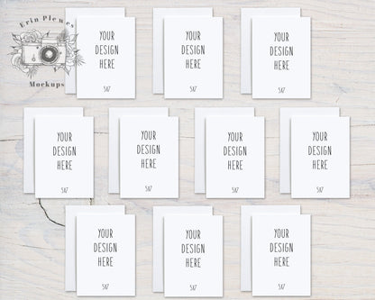 5x7 Card Mockup Set of 10, Greeting Card Mock Up Front Back, A7 Vertical Stationery Suite Mock Ups, Jpeg Instant Digital Download