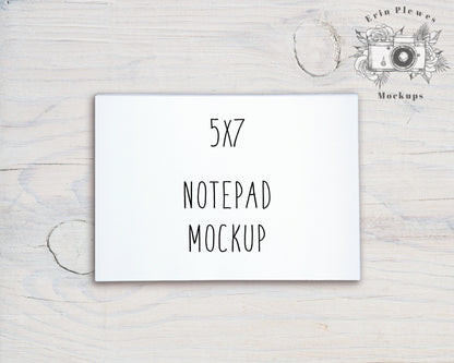 Notepad Mockup 5"x7" Landscape, To Do List Mock Up, A7 Minimalist Stationery Flatlay, Instant Digital Download Jpeg