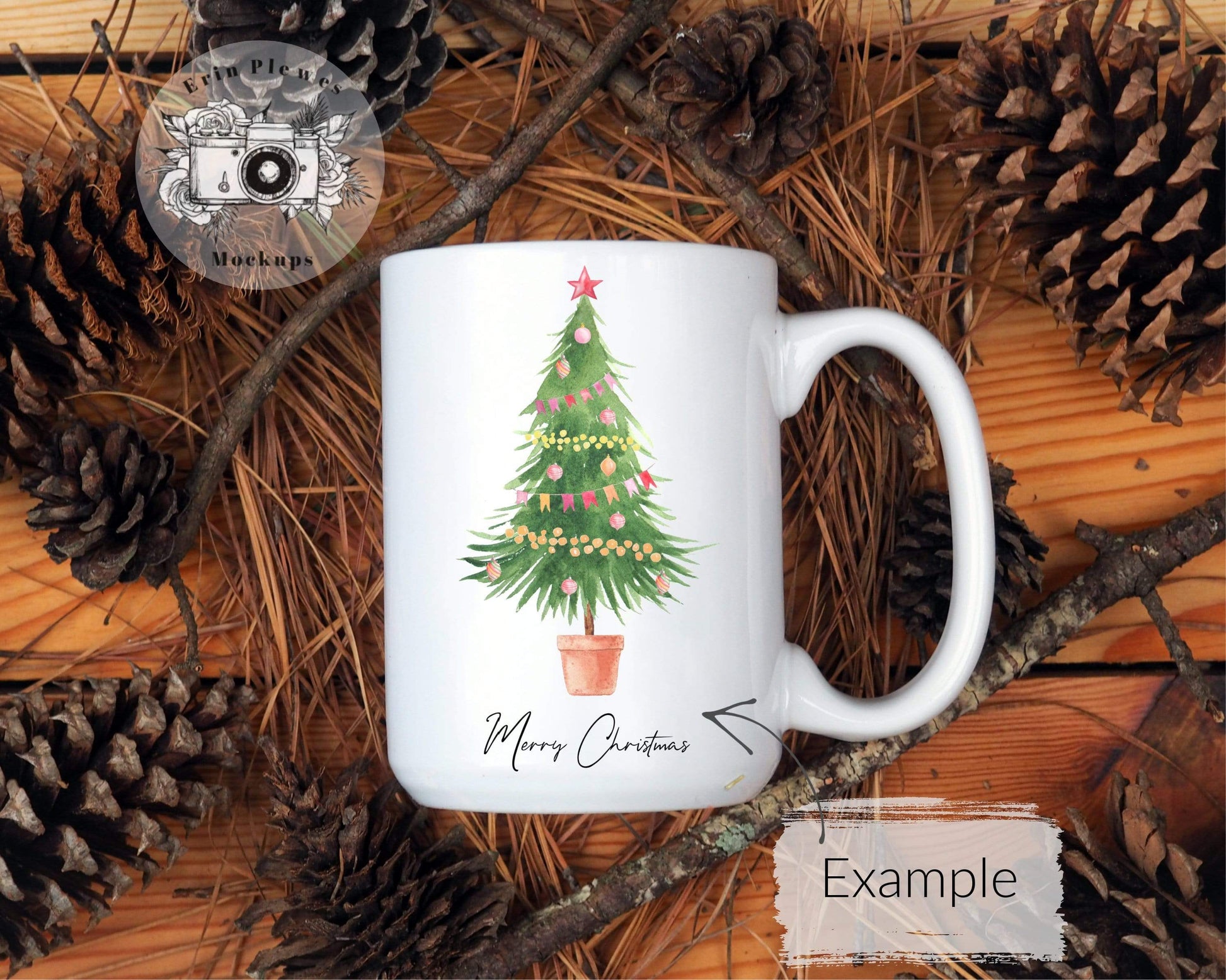 Erin Plewes Mockups Mug Mockup Bundle in Nature, White mug mockup bundle for Christmas stock photography, Jpeg Instant Digital Download
