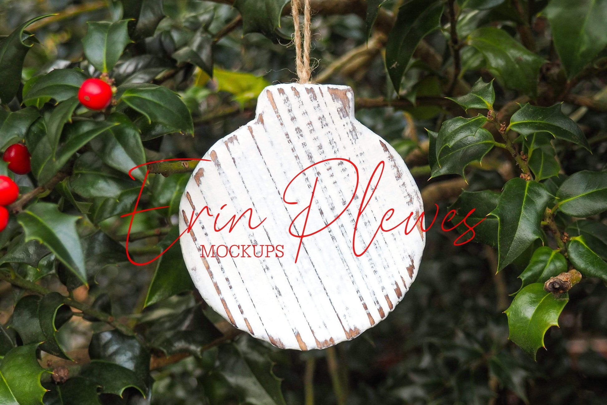 Erin Plewes Mockups Ornament Mock Up, Rustic Wood Ball Ornament Mockup, Christmas Bauble Mock Up, Instant Digital Download Stock Photo