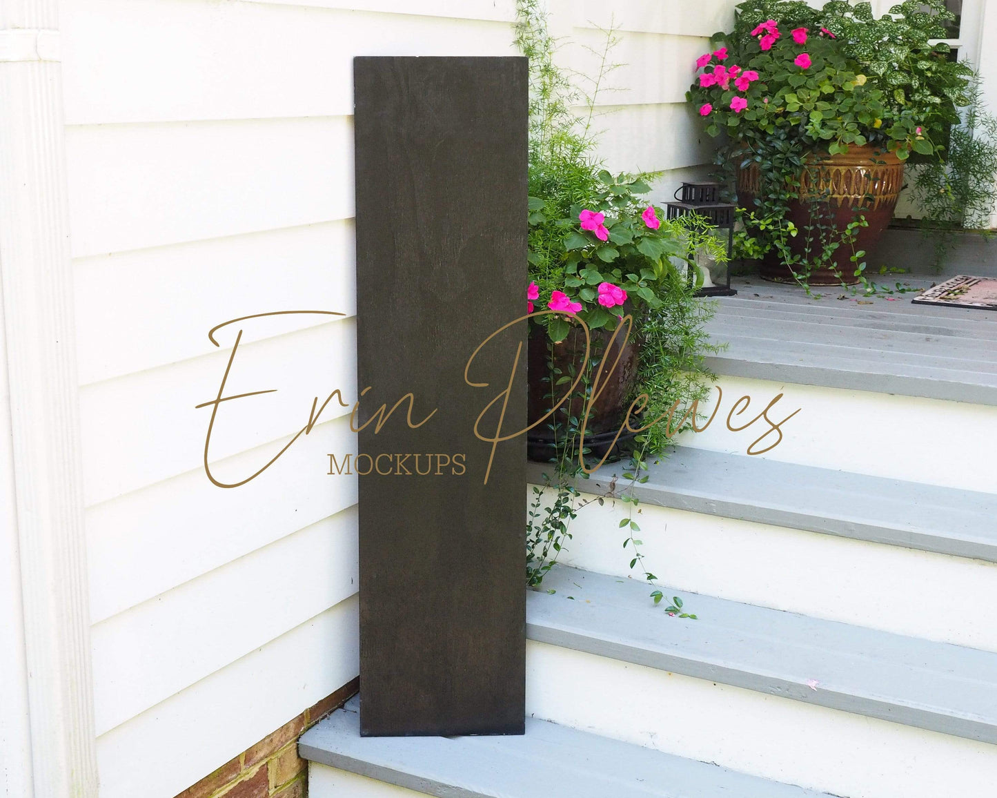 Erin Plewes Mockups Mockup Porch Sign Mockup, Large Black Wood Sign Mock Up 1' x 4', Rustic Black Wood Frame Mock Up 12" x 48", Farmhouse Style Mock Up Template