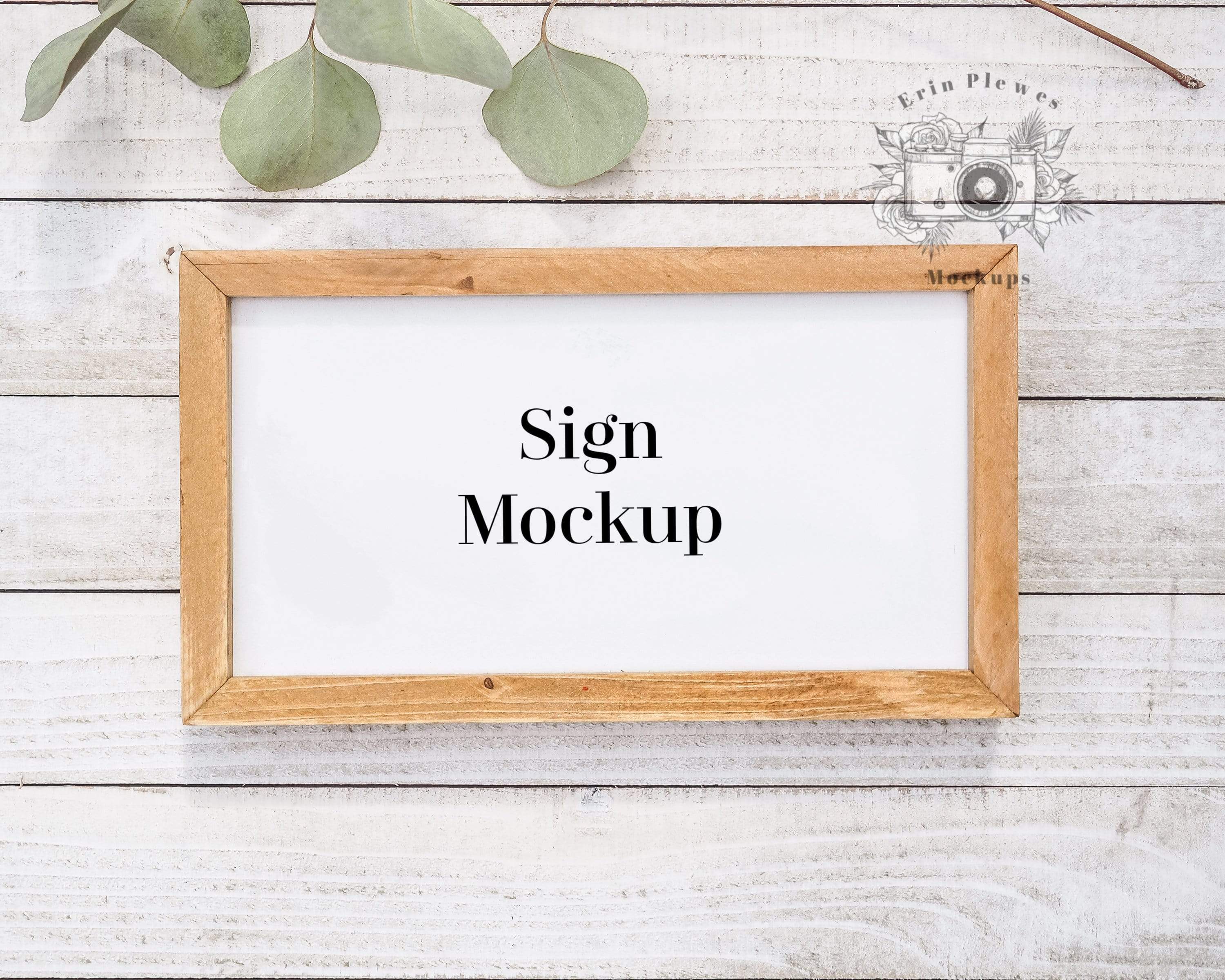 Reverse Canvas Mockup, Wood Sign Mockup on white rustic wood