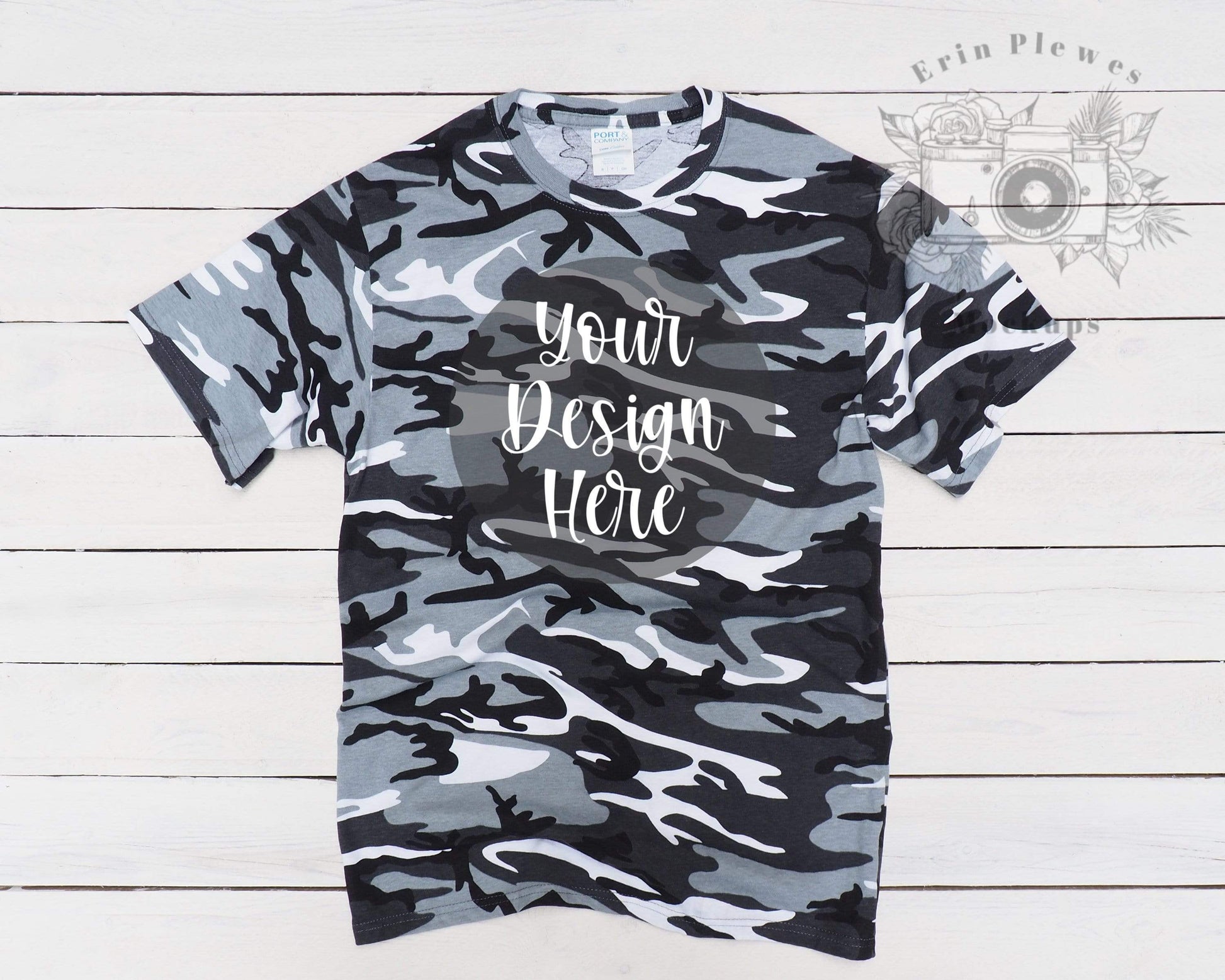 Erin Plewes Mockups T Shirt Mockup, Gray Camo TShirt Mockup for Lifestyle Stock Photo, Instant Digital Download Jpeg Flat Lay