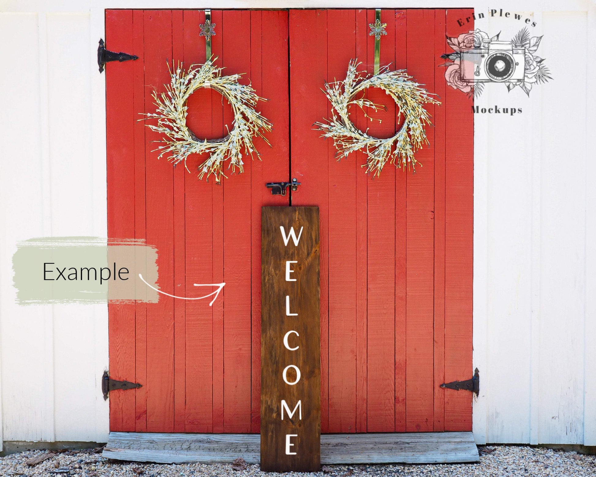 Erin Plewes Mockups Wood Sign Mockup 12in x 4ft, Christmas Front Porch Sign Mock Up, Farmhouse Vertical Wood Sign Mock Up, Rustic Frame Mockup